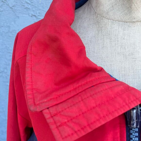 Red 80s Color Block Windbreaker Preppy Jacket Size Large - Picture 6 of 8